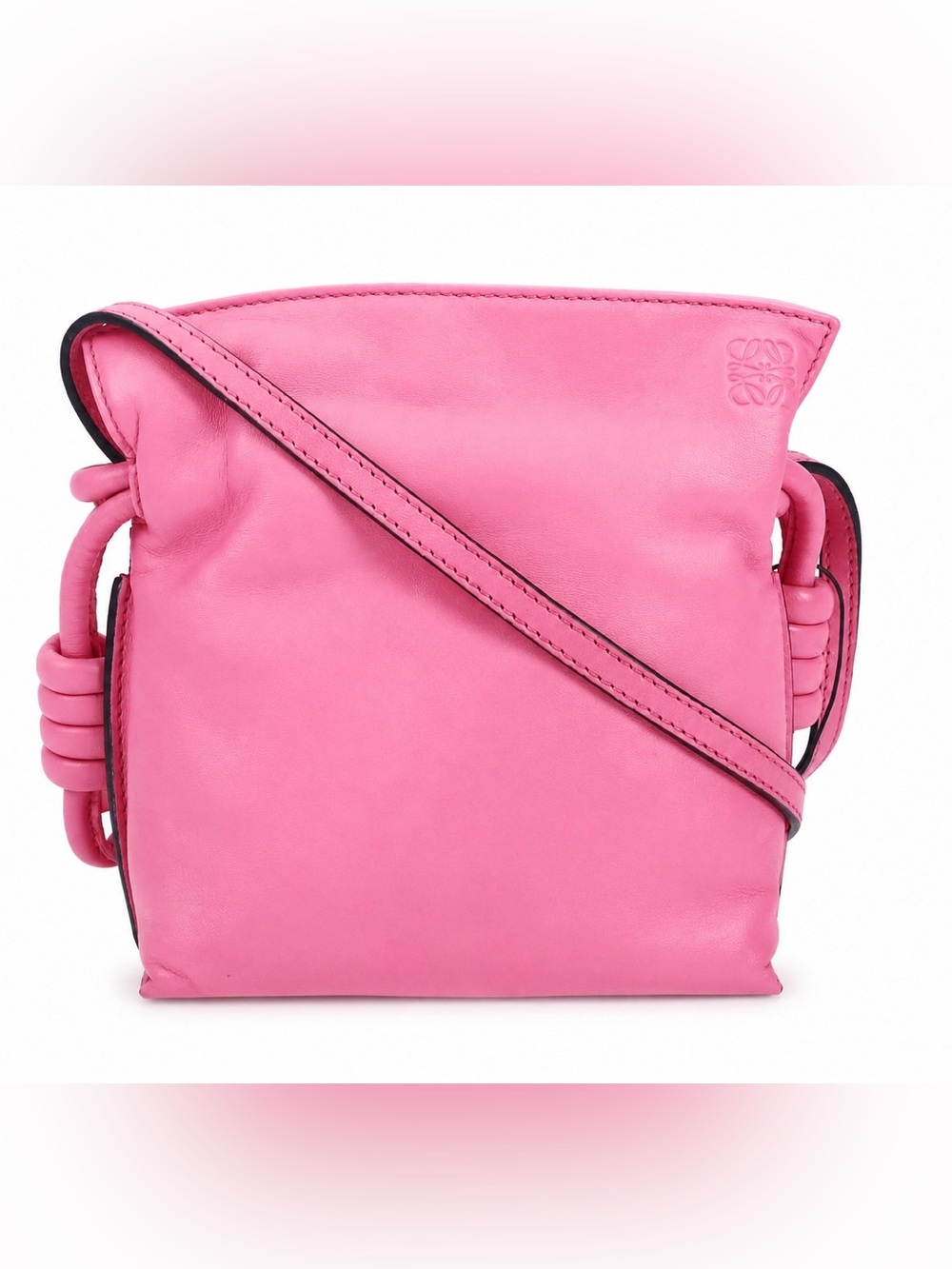 LOEWE Mini Flamenco Knot Leather Crossbody Clutch Bag Pink